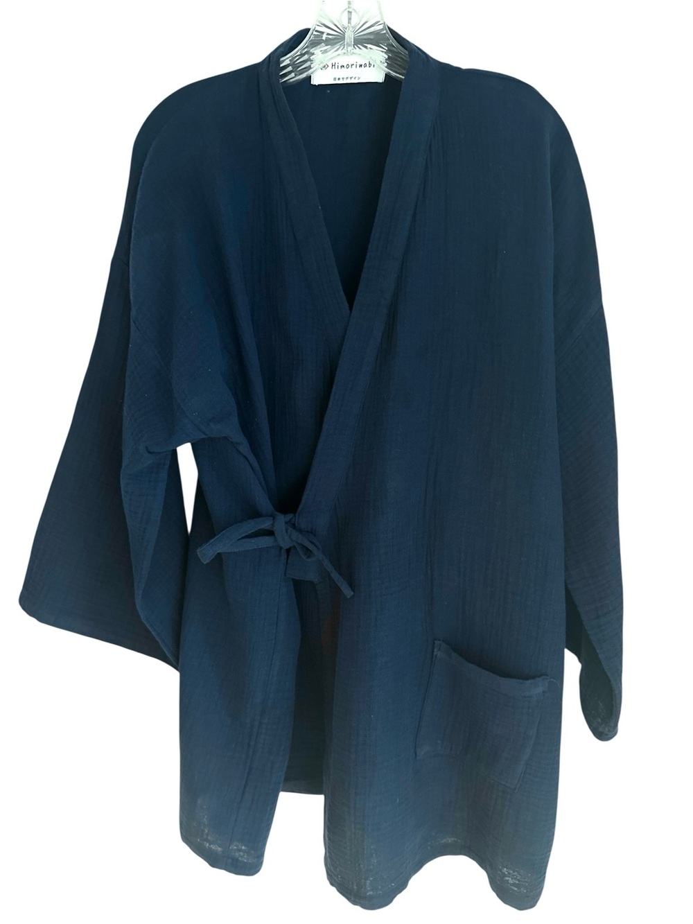 Himoriwabi Couture Samue Tie Front Jacket or Robe in Nihon Blue Size XL